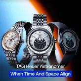 TAG Heuer Astronomer – Modern Precision, Timeless Elegance 🌖

The sunray-brushed silver dial with black, grey, or subtle gold accents creates a refined and contemporary look. At 6 o’clock, the rotating moon-phase disc tracks the lunar cycle with precision, blending craftsmanship and sophistication.
Starting from 94.–/month on watchdreamer.com

#tagheuer  #astronomer  #swissmade