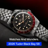 2026 Tudor Black Bay 58 at Watches and Wonders.

The Black Bay 58 enters a new chapter with three new references and the new manufacture calibre MT5450-U, fully COSC and METAS Master Chronometer certified.

The 39mm case has been redrawn with a flush-set crown, a redesigned bezel with curved numerals, and a lollipop seconds hand that nods to Tudor's early dive watches. Satin radial black dial, gilt hour markers, 200m water resistance, 65-hour power reserve, and resistance to magnetic fields up to 15,000 gauss.

The line also gains its first ever GMT in the mid-size case. Same 39mm proportions, thinner profile than the 41mm Black Bay GMT, black and burgundy anodised bezel insert, and the new MT5450-U GMT calibre with integrated second time zone.

The tool watch, refined.

#WatchesAndWonders2026 #Tudor #TudorBlackBay #BlackBay58