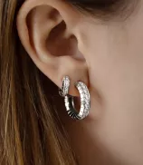 LOEV Eternity Engraved Diamond Huggies