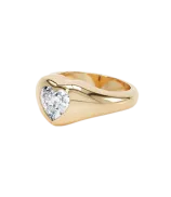 LOEV Curve Heart Diamond Signet Ring