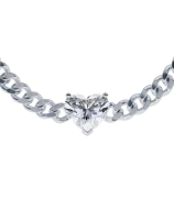 LOEV Heart Diamond Curb Chain Necklace