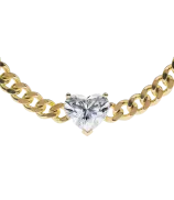 LOEV Heart Diamond Curb Chain Necklace