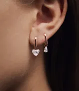 LOEV Allday Polished Huggies with Jumbo Heart Drop - 2 tcw